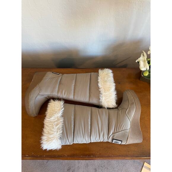 Juicy Couture Vintage Fur Trim Snow Boots Taupe 10 - Picture 7 of 10